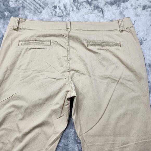Maurices Pants Womens 20 LONG Tan Khaki Stretch Cotton Mid Rise Bootcut Flare - Picture 4 of 13